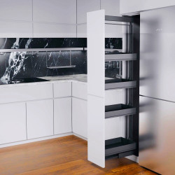 DISPENSA 90°, 400 мм Комплект Полного Выдвижения, H1200 - 1600 мм, 4 полки ARENA pure, цвет антрацит, Kessebohmer, 2900809846