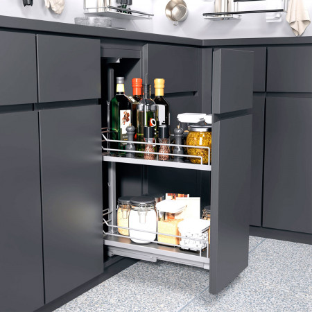 DISPENSA Junior Slim 400 мм Комплект, H695 - 783 мм, 2 полки ARENA classic, цвет титан, дно серое, Kessebohmer