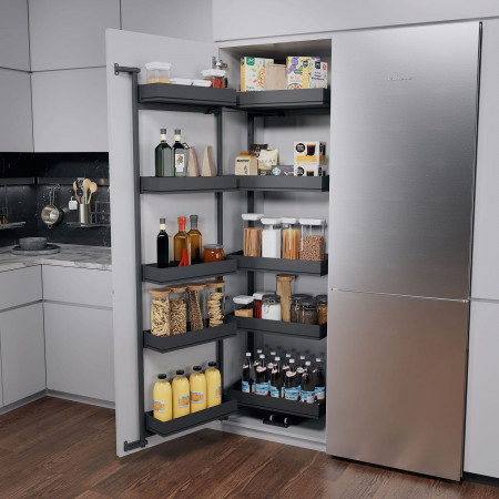 TANDEM II 600 мм Комплект, Н1700 мм, 5 + 5 полок ARENA pure, цвет антрацит, антислип, Kessebohmer