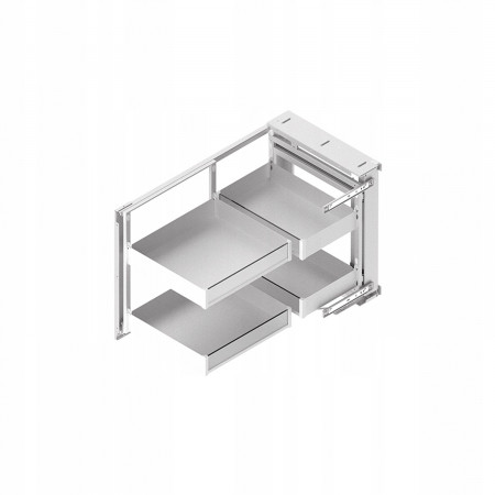 Волшебный угол MAXIMA PURO SPACE PLUS 1100-1200 (фасад 600) универсальный L / P металл белый матовый / прозрачное стекло, Rejs
