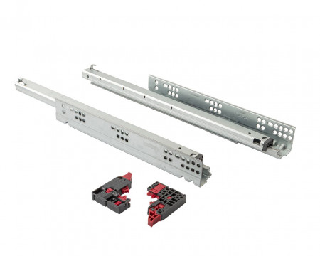 Комплект направляющих Soft-Close скрытого монтажа Firmax Simple, L=450мм, полного выдвижения, для ЛДСП 16 мм с доводчиком, (2 направляющие + 2 крепления)